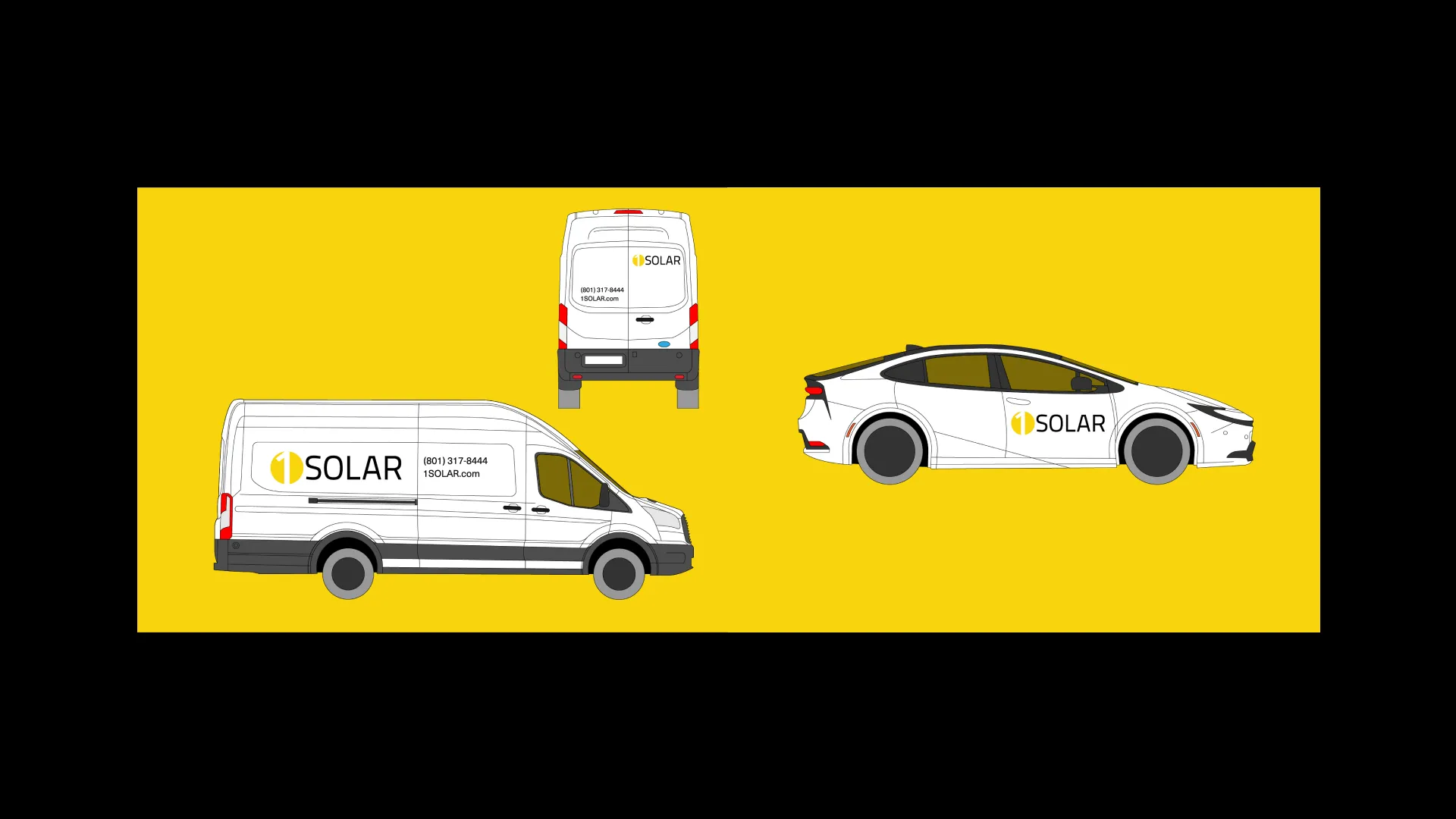 van car outline decals white