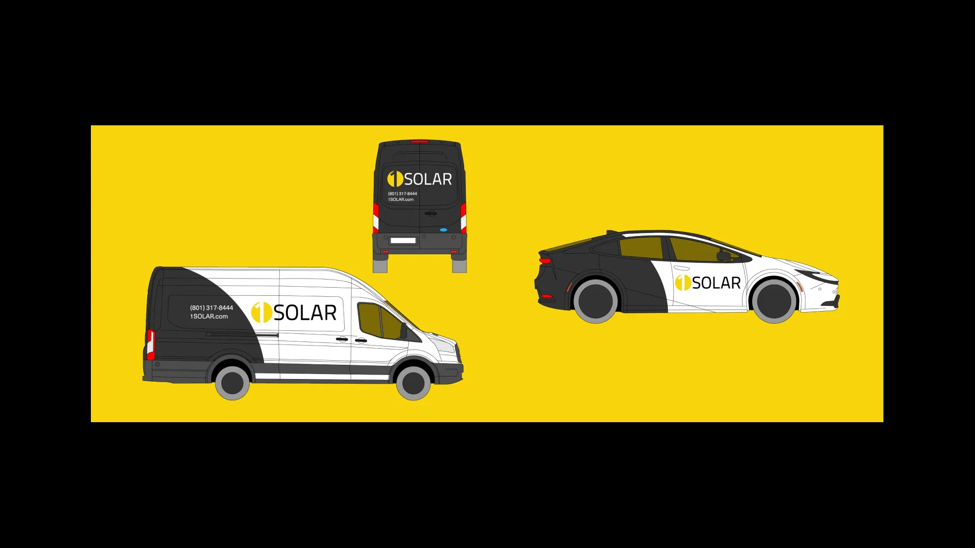 van car outline decals black