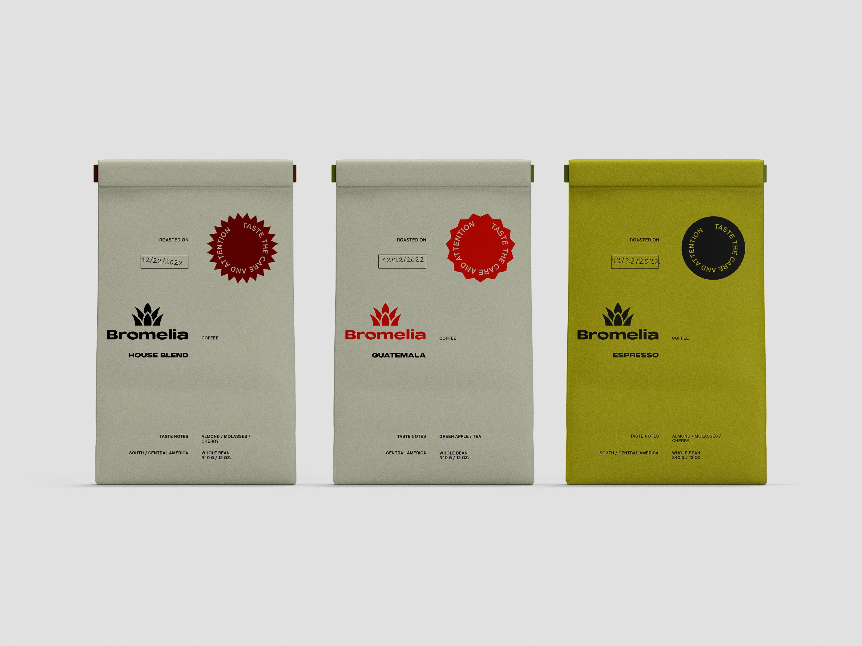 3 coffee bag packaging design mockup