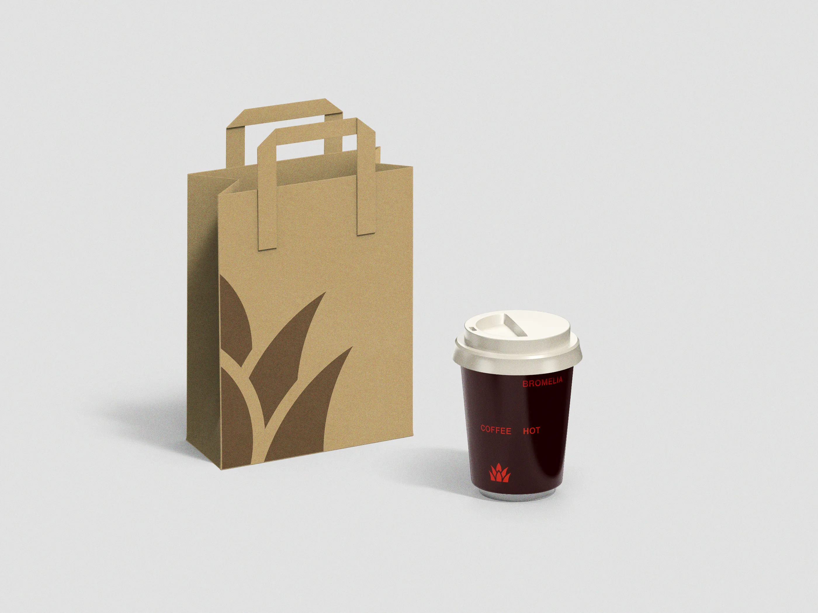 paper bag and cup mockup