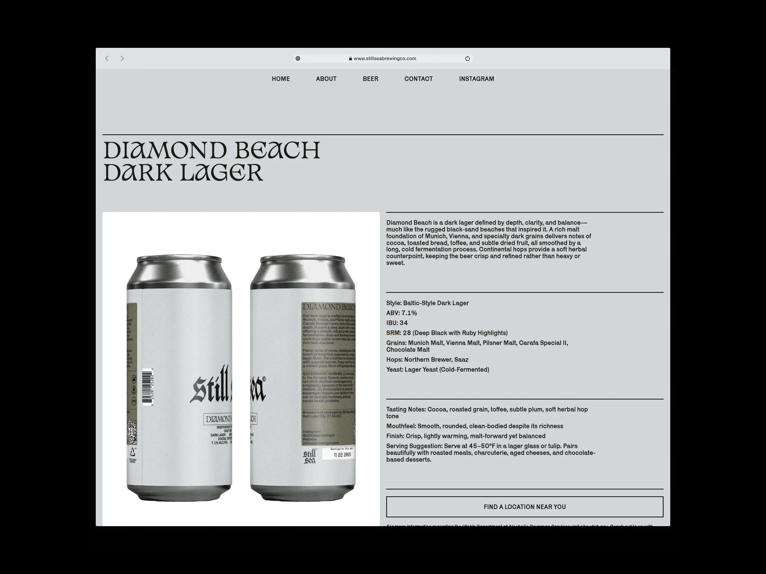 Website Diamond Beach Beer Page