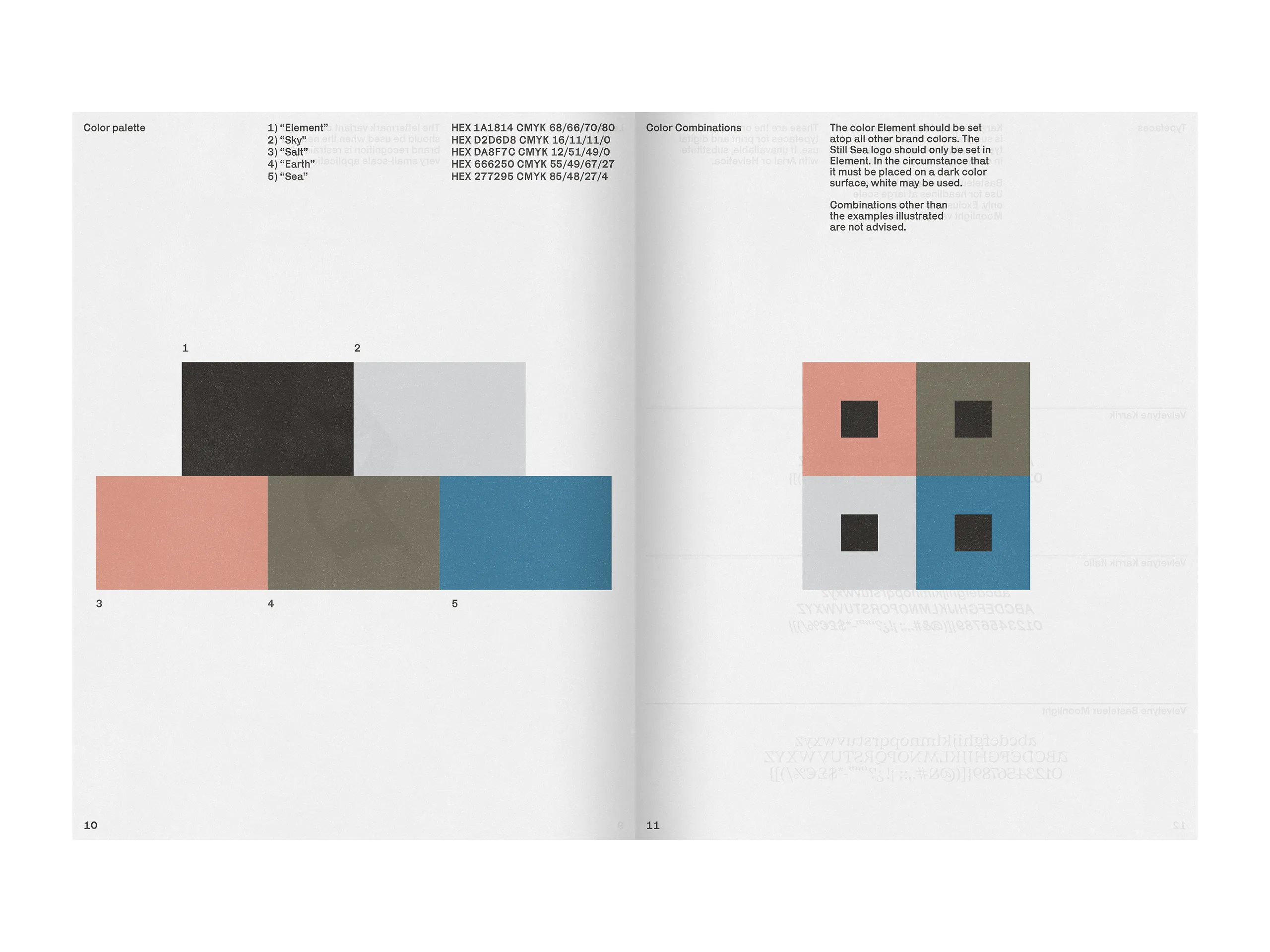 Brand Guidelines Document Color Palette, Color Combination Pages