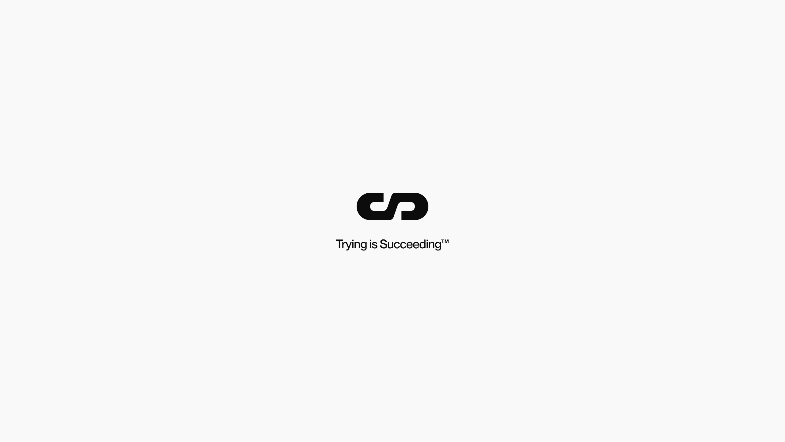 Black logo symbol and slogan on white background