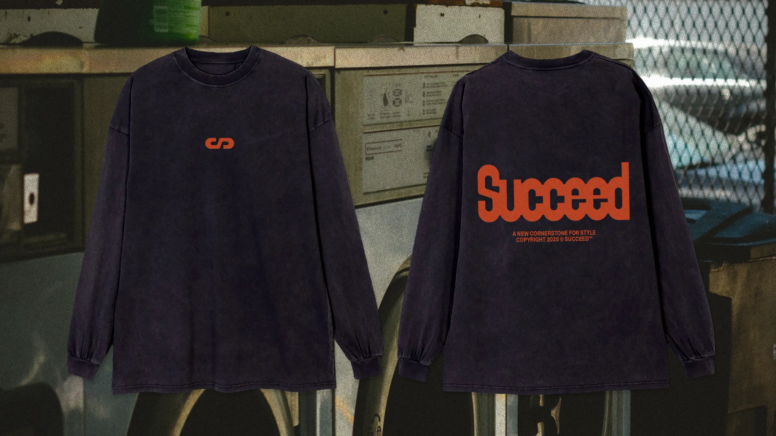 Black long sleeve shirt with red Succeed design